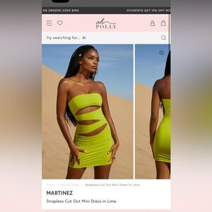 Oh Polly strapless cut out dress in color lime